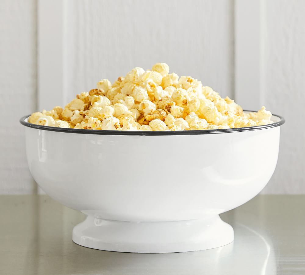 Handcrafted White Enamel Footed Serving Bowl | Pottery Barn (US)