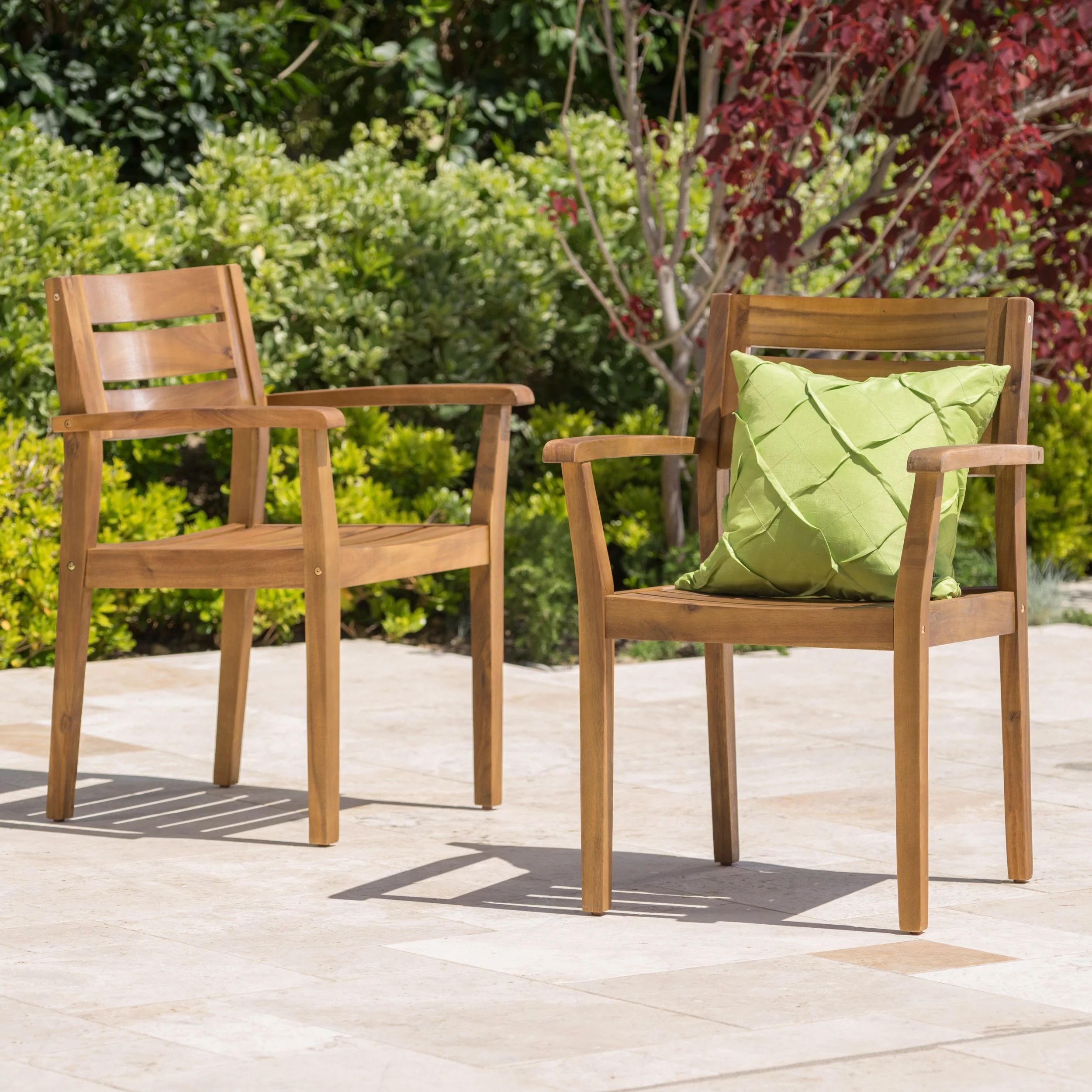 Stella Outdoor Acacia Wood Dining Chairs, Set of 2, Teak Finish) - Walmart.com | Walmart (US)
