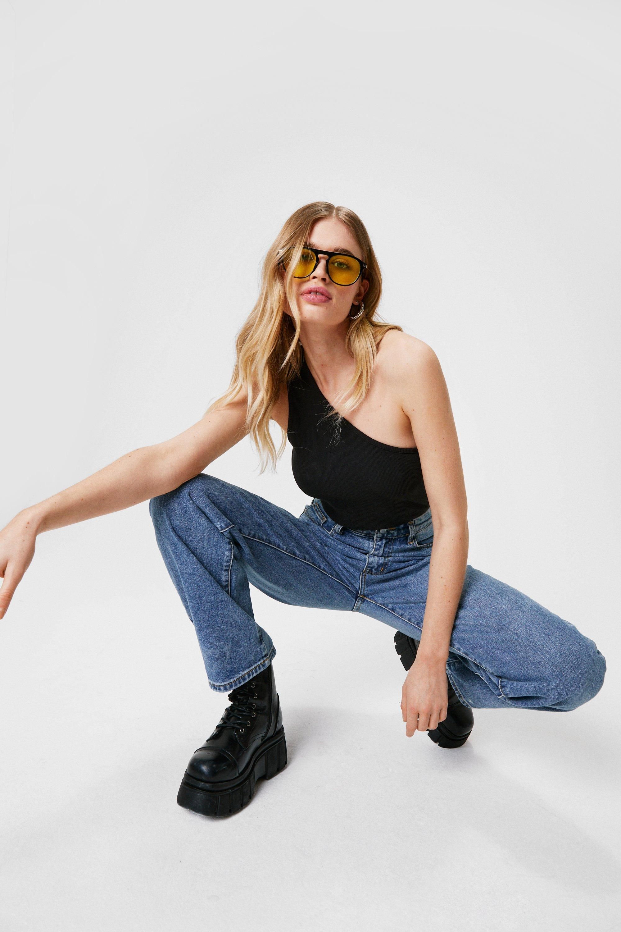 Heavy Ribbed One Shoulder Bodysuit | Nasty Gal (US)