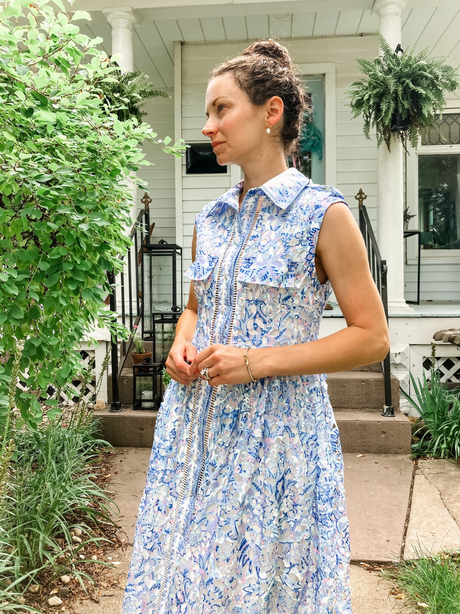 Beautiful lace dress!
Petite outfit. Modest dress. Blue and white outfit. Summer dress  

#LTKPetite #LTKStyleTip #LTKOver40