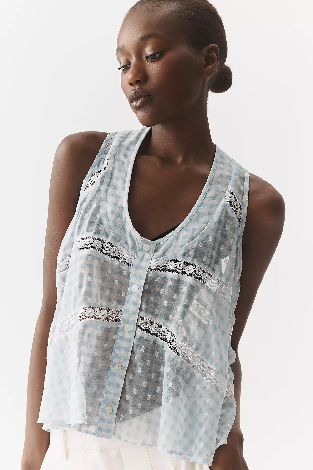 By Anthropologie Sheer Lace Swing Tank | Anthropologie (US)