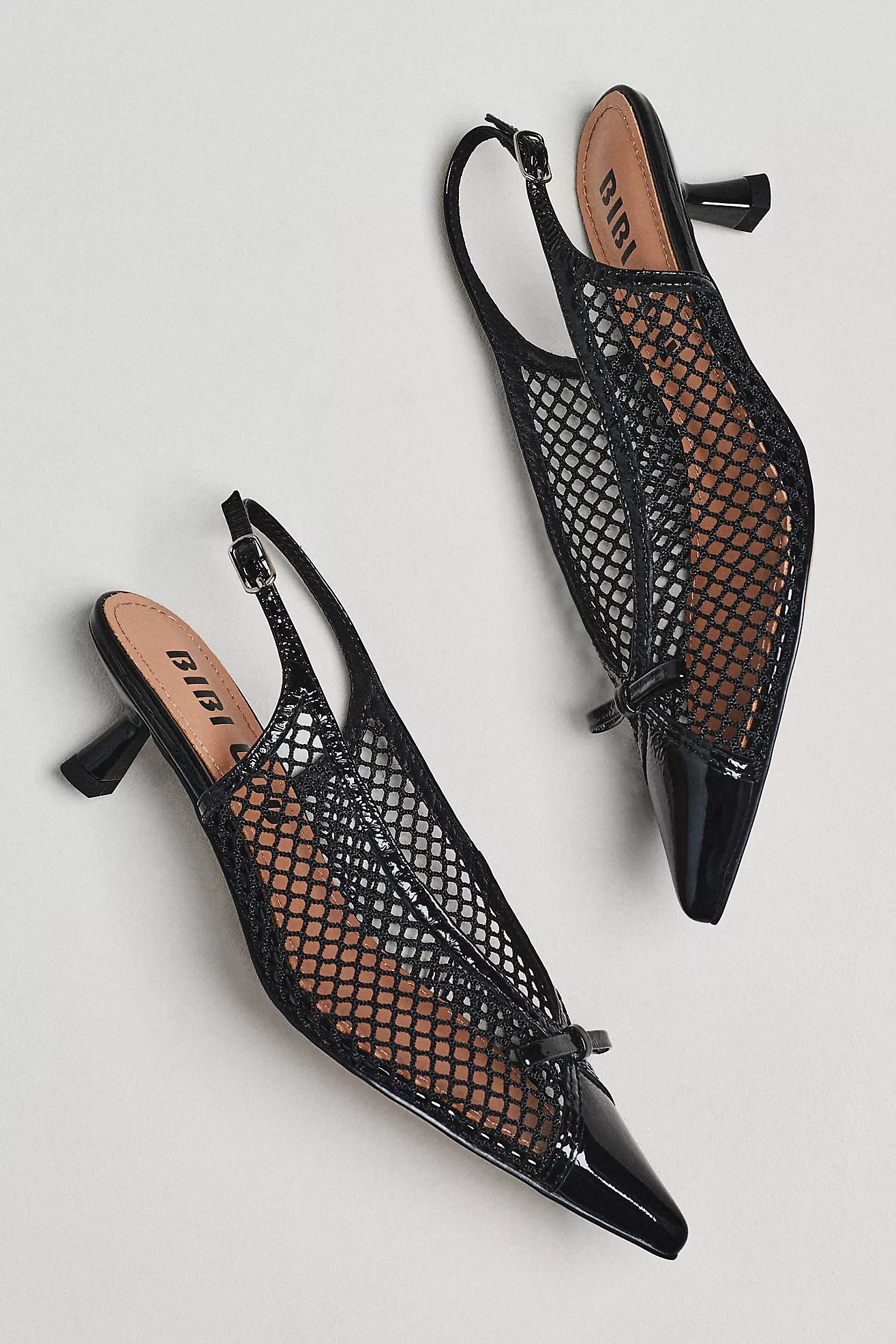 Bibi Lou Mesh Slingback Bow Kitten Heels | Anthropologie (US)