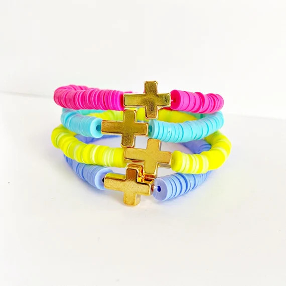 Golden Cross Heishi Bracelet | Etsy | Etsy (US)