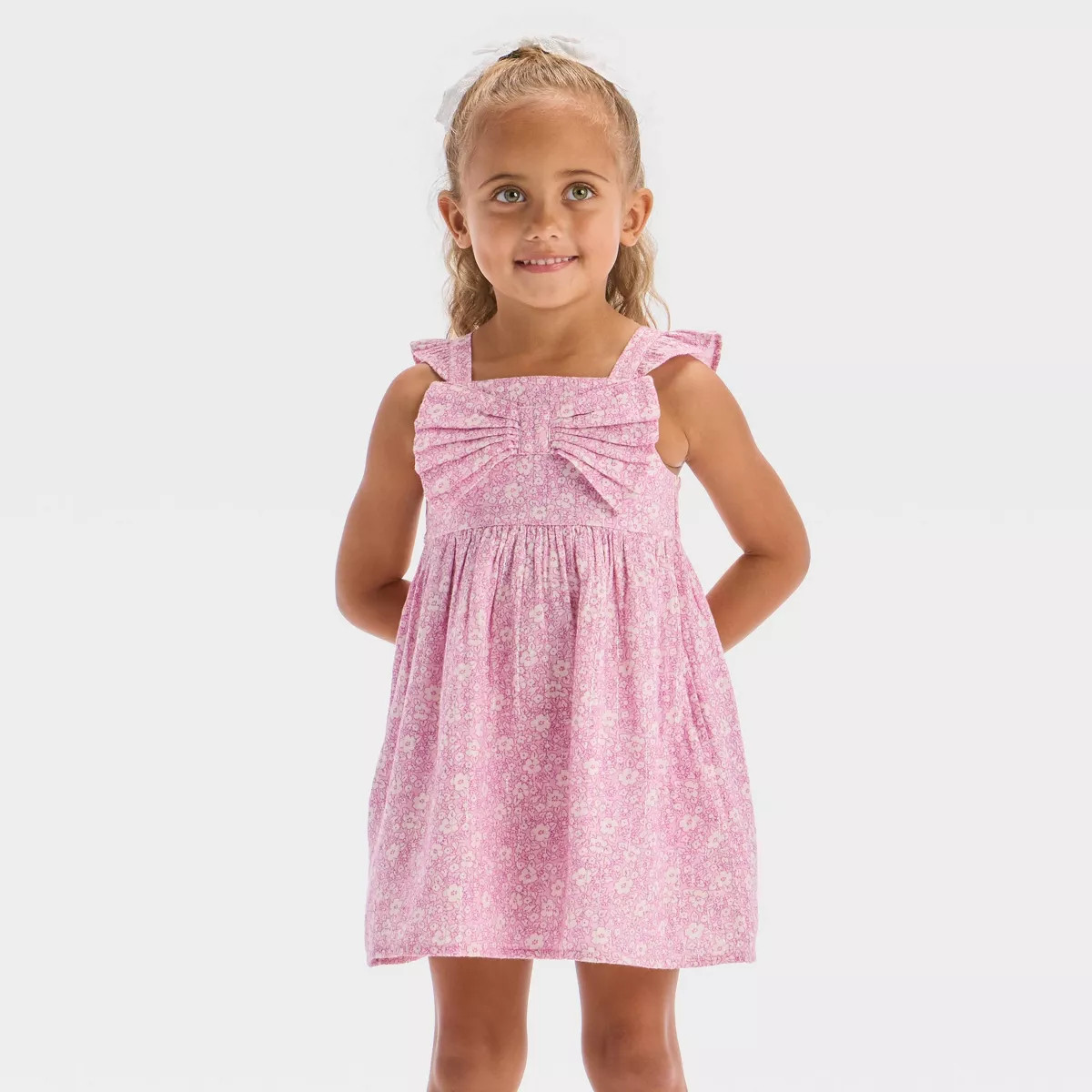 Toddler Girls' Floral Woven Dress - Cat & Jack™ Light Purple 18M | Target