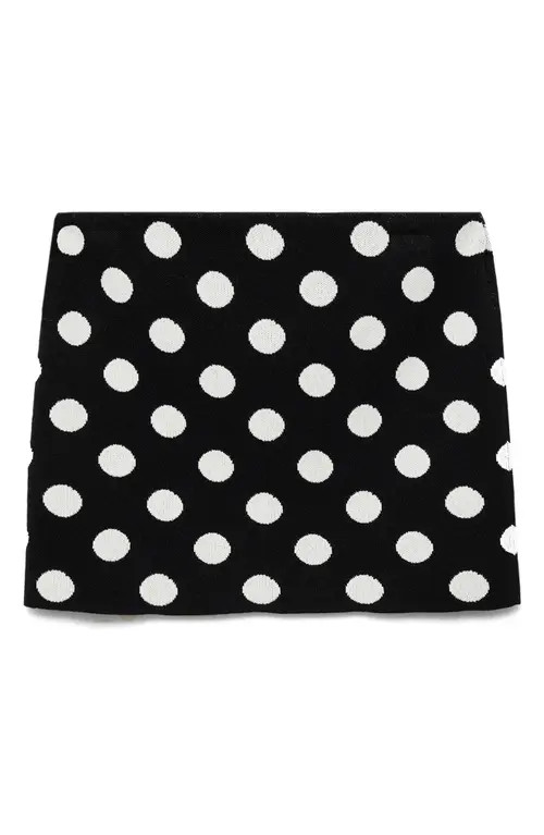 MANGO Polka Dot Sweater Miniskirt in Black at Nordstrom, Size Small | Nordstrom