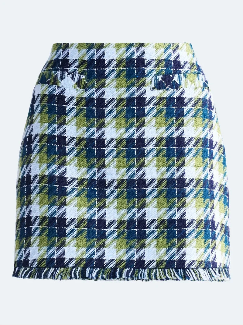 Free Assembly Women\u2019s Tweed Mini Skirt with Fringe Hem, Sizes 0-20 | Walmart (US)