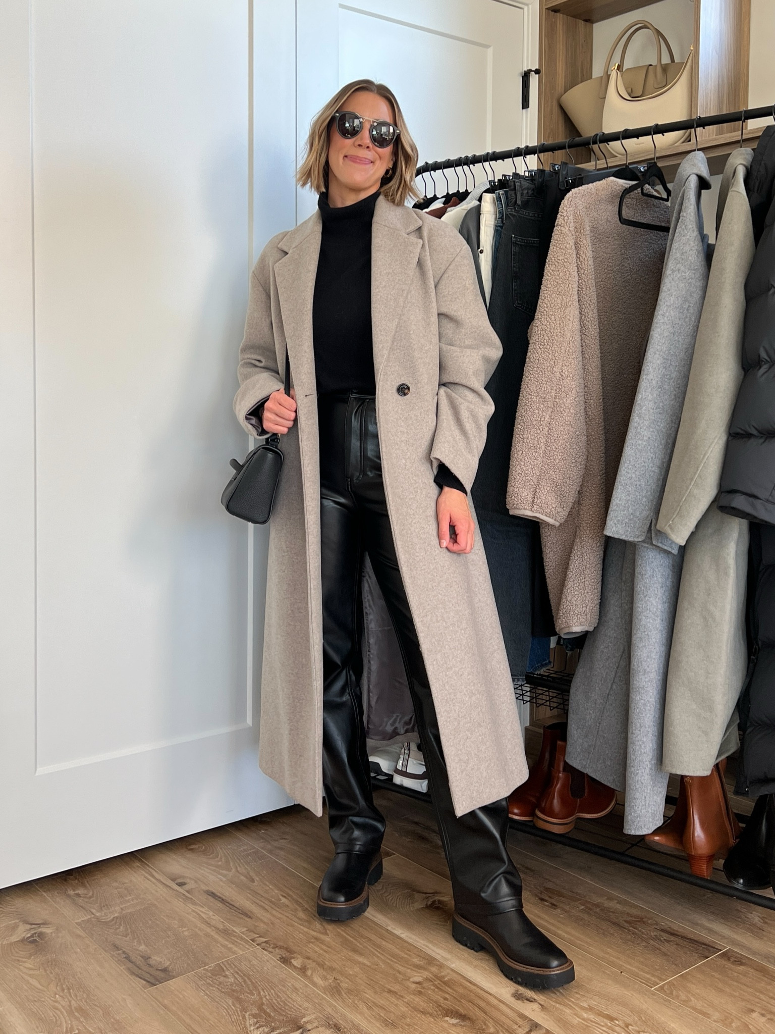 Wearing 26/regular leather pants, small turtleneck sweater, small long wool coat, boots tts 

#LTKfindsunder50 #LTKstyletip #LTKfindsunder100