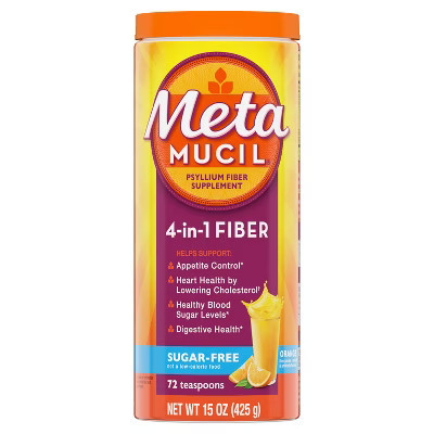 Metamucil Psyllium GLP-1 Friendly Fiber Supplement Sugar Free Powder - Orange - 2.4g Fiber Per Serving - 15oz | Target