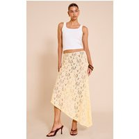 Lemon Asymmetric Lace Midaxi Skirt | PrettyLittleThing US