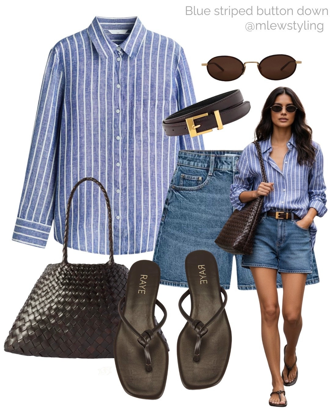 Summer uniform 💙

Tags: linen button down, H&M striped shirt, Zara mom jean shorts, raye sandals, dragon diffusion woven tote bag, leather belt, neutral outfit formula, summer outfit

#LTKsummer #LTKworkwear #LTKstyletip