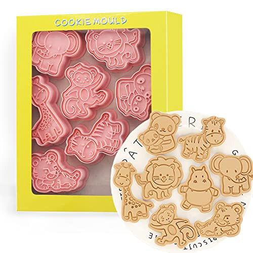 Tuxxzis 8-Pcs Animal Cookie Cutters Set 3D Lion, Monkey, Hippo, Elephant, Zebra, Giraffe, Tiger, Panda Cookie Cutters for Kids Party Favors and Supplies | Amazon (US)