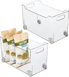 mDesign Plastic Storage Container Bin Box with Rolling Wheels and Handle for Kitchen Organization... | Amazon (US)