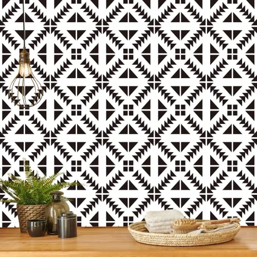 Jeweluck Black and White Wallpaper Peel and Stick Wallpaper Modern Contact Paper 17.7inch×393.7inch Geometric Removable Wallpaper for Kitchen Self Adhesive Wall Paper Decorative Contact Paper Vinyl | Amazon (US)