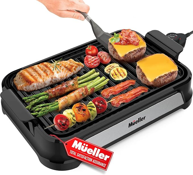 Mueller Ultra Gourmet Electric Grill, Smokeless Indoor Grill, Removable Nonstick Grill Plate, wit... | Amazon (US)