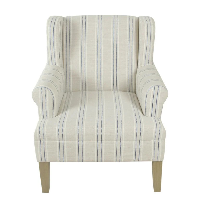 HomePop Emerson Wingback Accent Chair - Blue and Off-White Striped - Walmart.com | Walmart (US)
