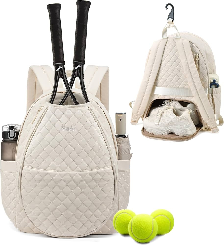 Sucipi Tennis Bags for Women, Quilted Tennis Racket Bag Backpack for Tennis Racquet, Pickleball P... | Amazon (US)