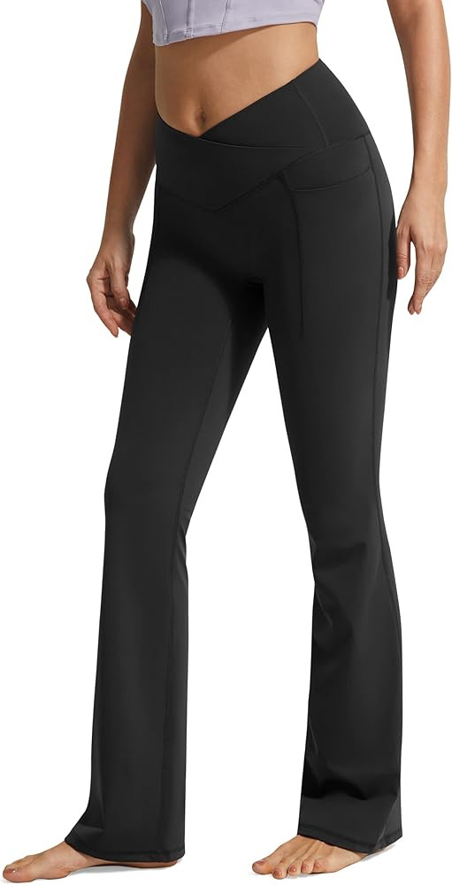 AFITNE Women's Flare Leggings, Crossover Yoga Pants with Pockets, High Waist Tummy Control Workou... | Amazon (US)