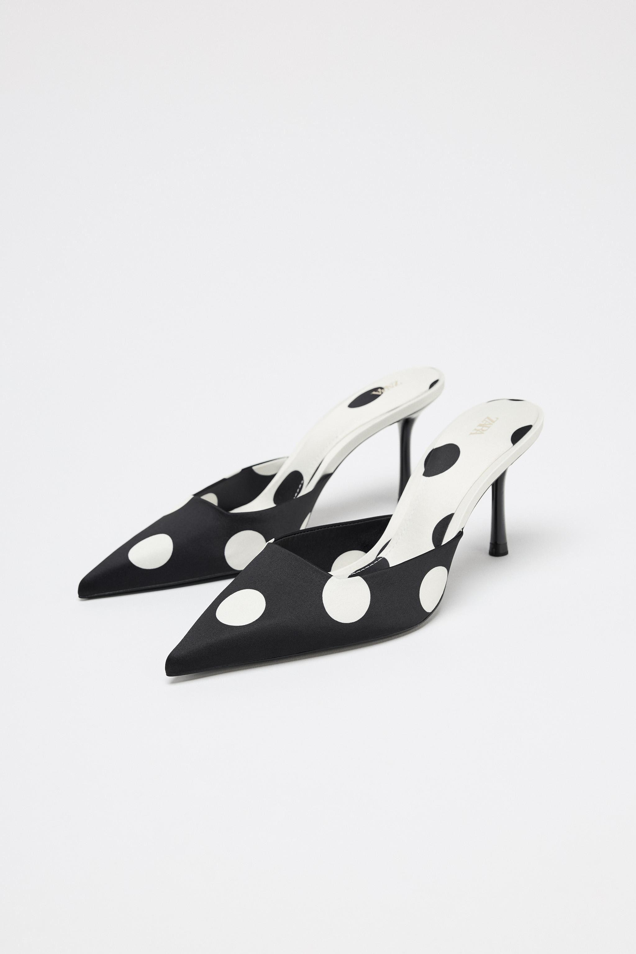 SATIN FINISH POLKA DOT SLINGBACK PUMPS | Zara US
