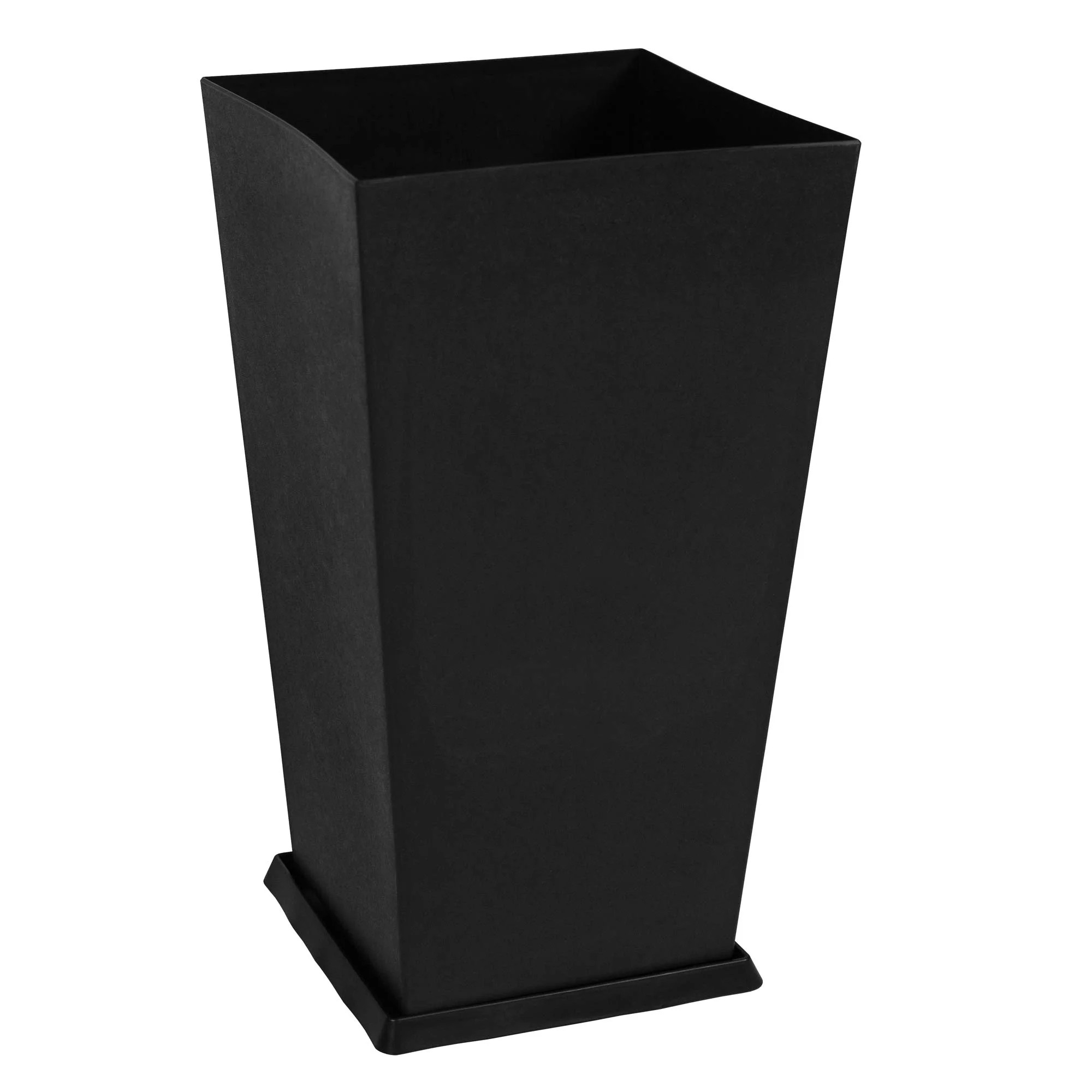 Bloem Finley Tall Outdoor Square Recycled Plastic Pot With Saucer, Black, 20" | Walmart (US)