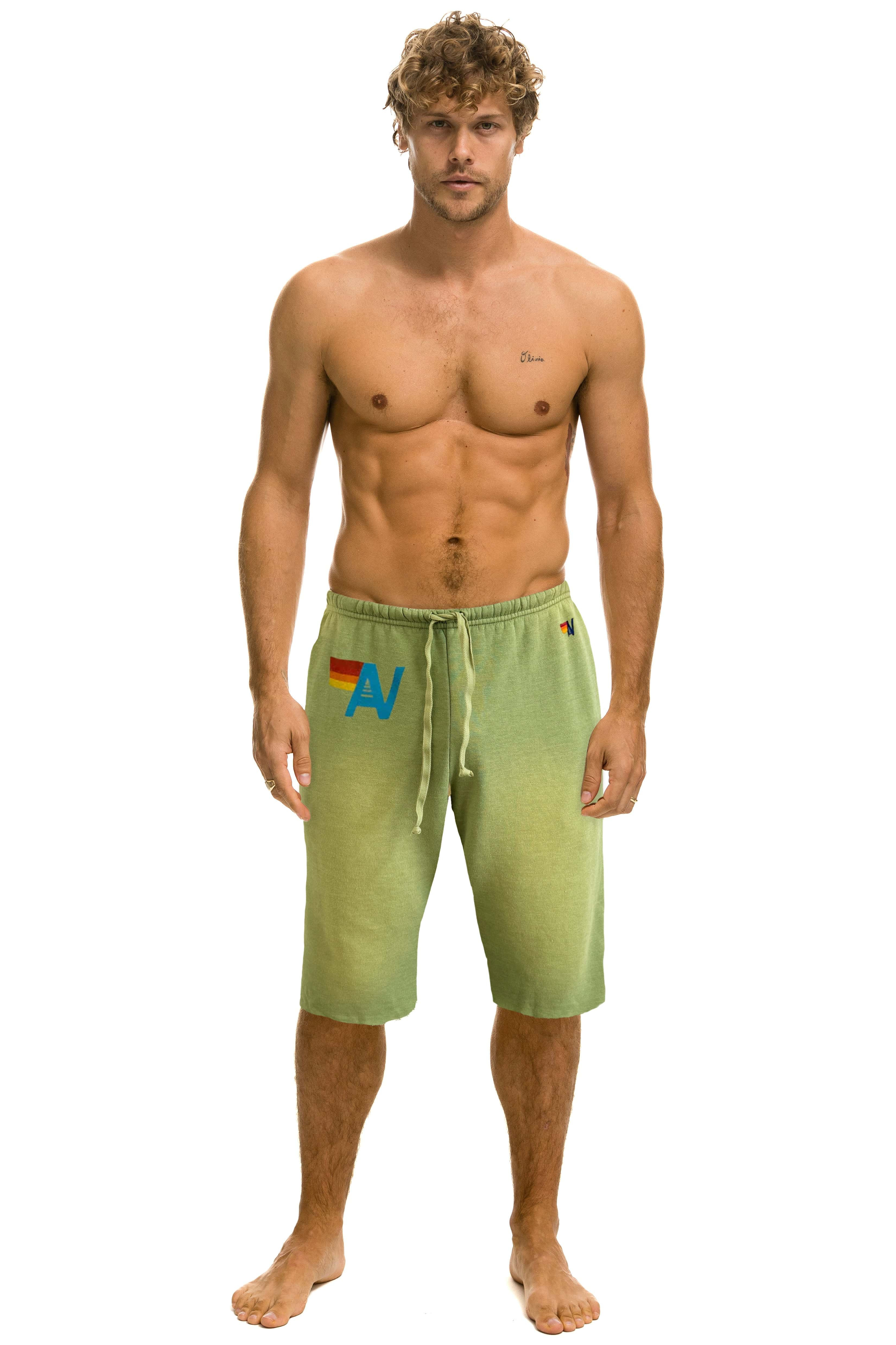 VINTAGE LOGO MENS SWEATSHORTS - FADED ARMY | Aviator Nation