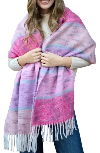SAACHI Stripe Oversize Scarf in Pink at Nordstrom Rack | Nordstrom Rack