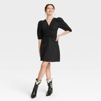 Women's Elbow Puff Sleeve Ruched Mini Dress - Universal Thread™ | Target