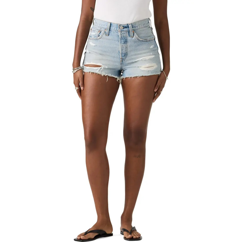 levi's 501® Original High Waist Ripped Denim Cutoff Shorts in Welcome Party at Nordstrom, Size 29 | Nordstrom