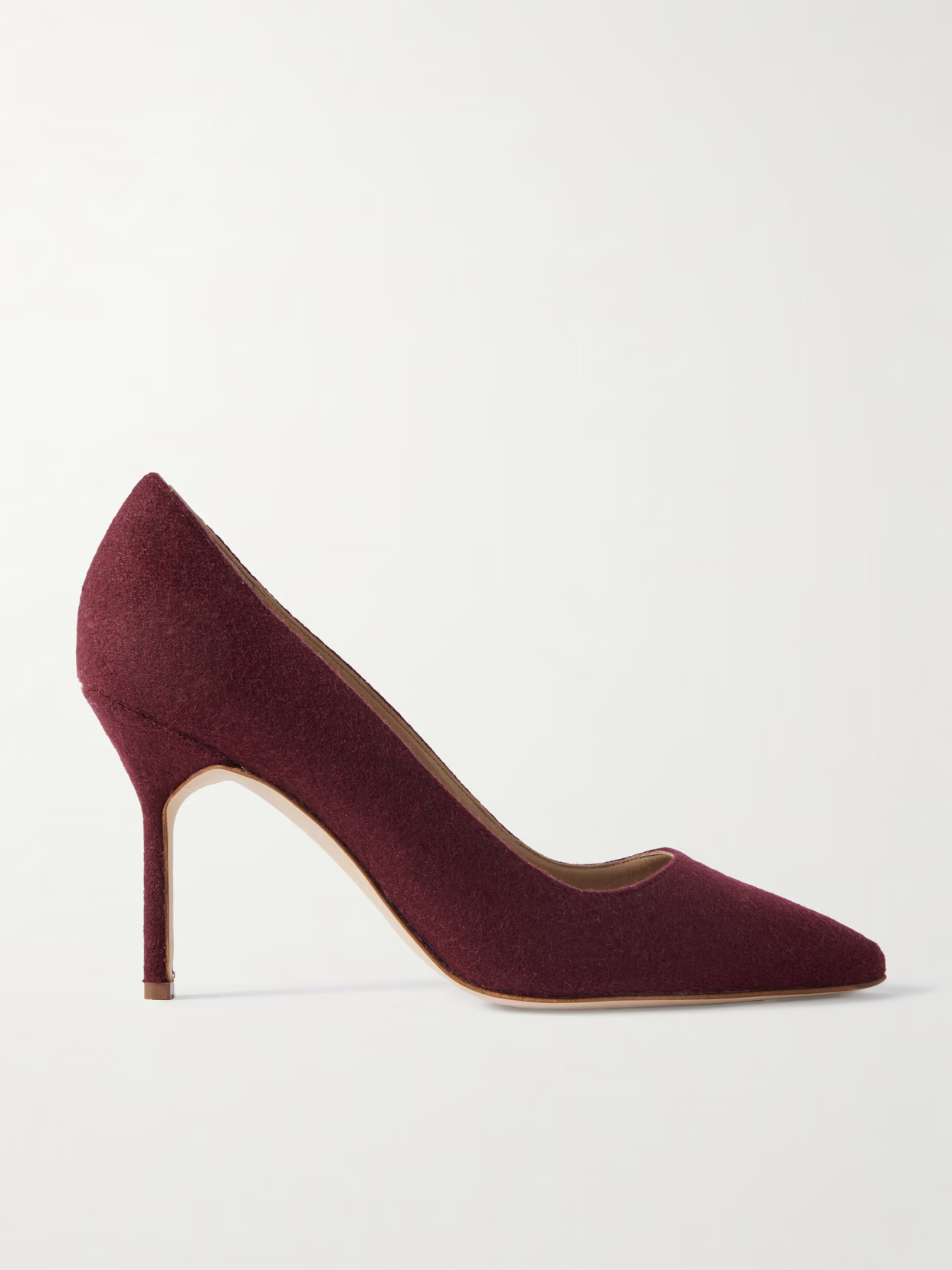 Manolo Blahnik - Bb 90 Wool Pumps - Burgundy | NET-A-PORTER (US)