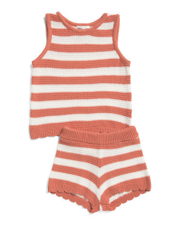 Toddler Girls 2pc Knit Crochet Top And Shorts Set | TJ Maxx