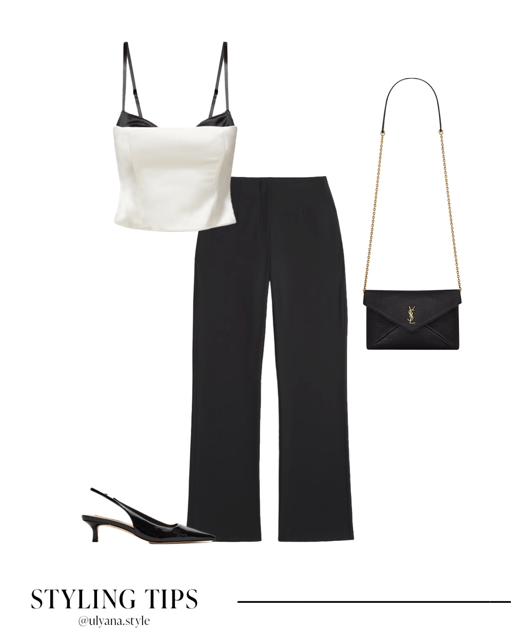 This satin bustier top paired with black pants, sleek black heels, and a chic shoulder bag is perfect for a date night, girls' night out, or a stylish dinner look. 
.
.
.
.
.
.
Date night outfits | date night tops | whit tops | dressy tops | cute tops | dinner tops | going out tops | sexy tops | pants outfit | black pants outfit | dress pants | trouser pants | outfit inspo | outfit ideas | black heels | sling back heels | black shoulder bag | going out outfits | 

#LTKSeasonal #LTKU #LTKSaleAlert #LTKGiftGuide #LTKWorkwear #LTKTravel #LTKShoeCrush #LTKItBag 

#LTKFindsUnder100 #LTKFindsUnder50 #LTKStyleTip
