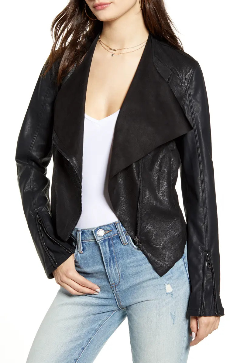 Drape Front Faux Snakeskin Jacket | Nordstrom