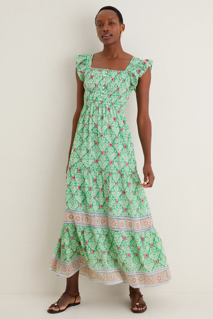 Green with Pink Flowers Fleur Maxi Dress | Tuckernuck (US)