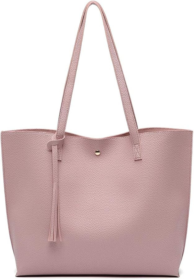 Dreubea Women's Soft Faux Leather Tote Shoulder Bag from, Big Capacity Tassel Handbag | Amazon (US)