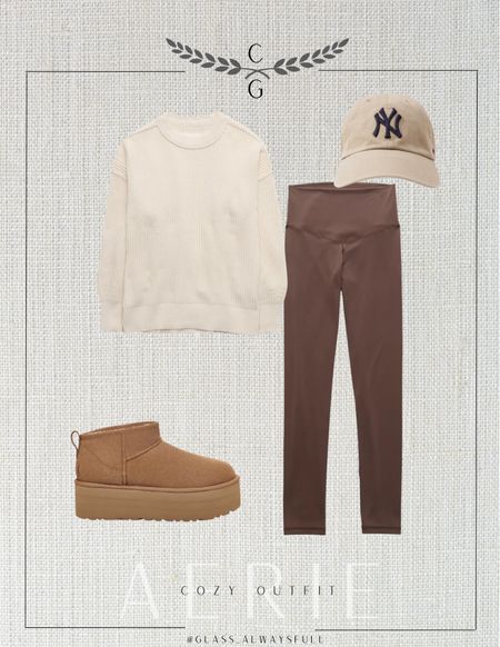 Aerie cozy outfit, school drop off outfit, gift guide for her, gift guide for teen, gift guide for college, neutral athleisure outfit, Ugg ultra minis, cream sweater. Callie Glass @glass_alwaysfull 

#LTKSeasonal #LTKGiftGuide #LTKfitness