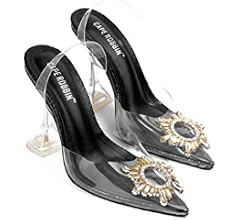 Cape Robbin Glassy Sexy High Heels for Women Transparent Strappy Booties with Spool Heel | Amazon (US)