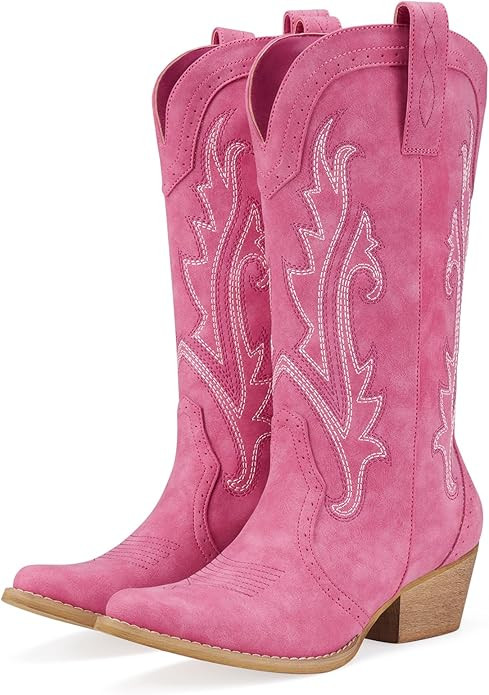 HISEA Rollda Cowboy Boots for Women, Mid Calf Cowgirl Boots with Pointed Toe, Comfortable Western... | Amazon (US)