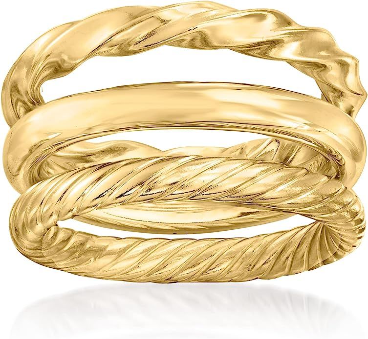 Amazon.com: Ross-Simons 18kt Gold Over Sterling Jewelry Set: 3 Polished Rings: Clothing, Shoes & ... | Amazon (US)