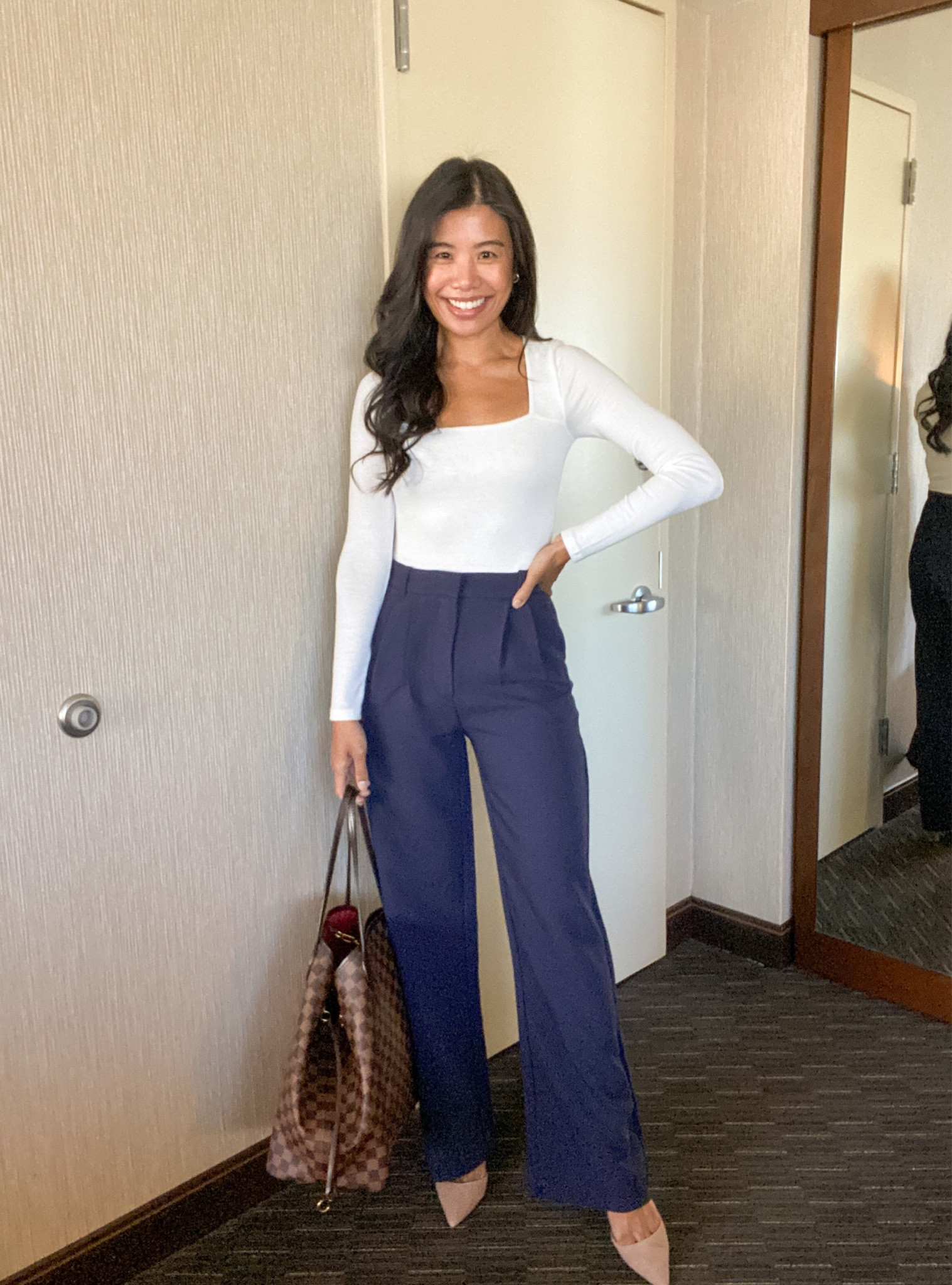 Work outfit if the day business casual work conference 

Abercrombie tailored pants bodysuit pumps 

#LTKfindsunder100 #LTKworkwear #LTKstyletip