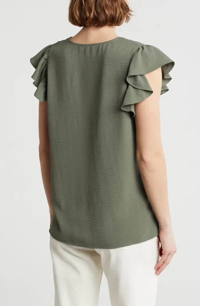 Flutter Sleeve Crinkled Satin Blouse | Nordstrom Rack