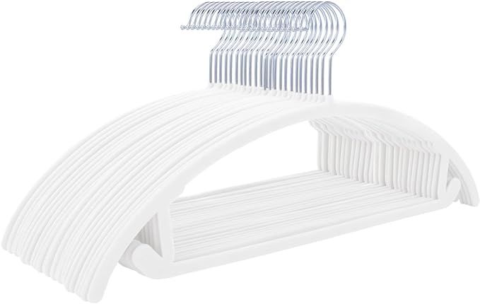 MIZGI Premium Velvet Hangers (Pack of 50) Heavyduty- Non Slip No Shoulder Bump Suit Hangers - Chr... | Amazon (US)