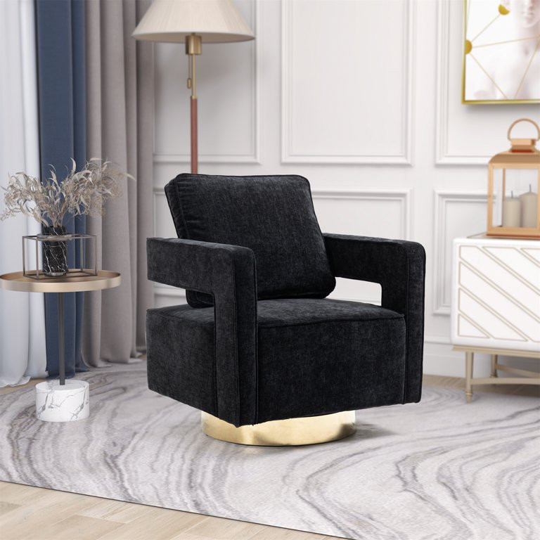 Bonsour 30.7"W Swivel Accent Chair,Modern Comfy Sofa Arm Chair With Gold Stainless Steel Base For... | Walmart (US)