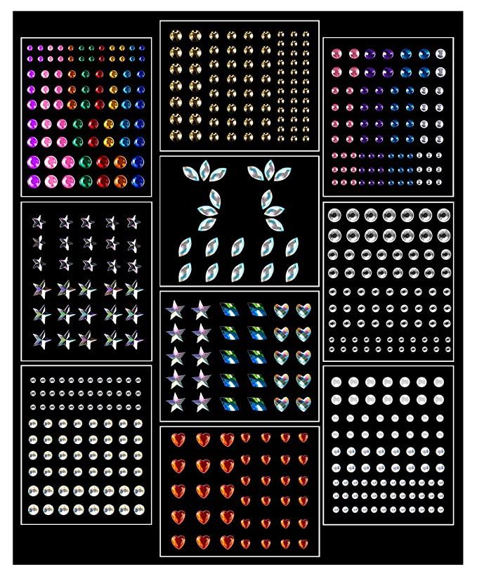 Halloween 10 Sheets Eye Body Face Gems Rhinestone Stickers Self Adhesive Rhinestones Rainbow Face... | Amazon (US)
