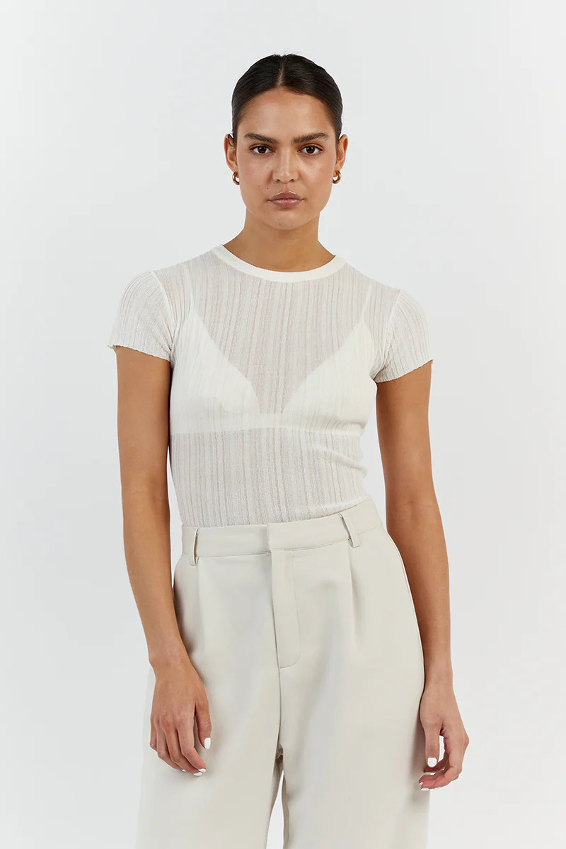 HARPER IVORY CAP SLEEVE TOP | DISSH