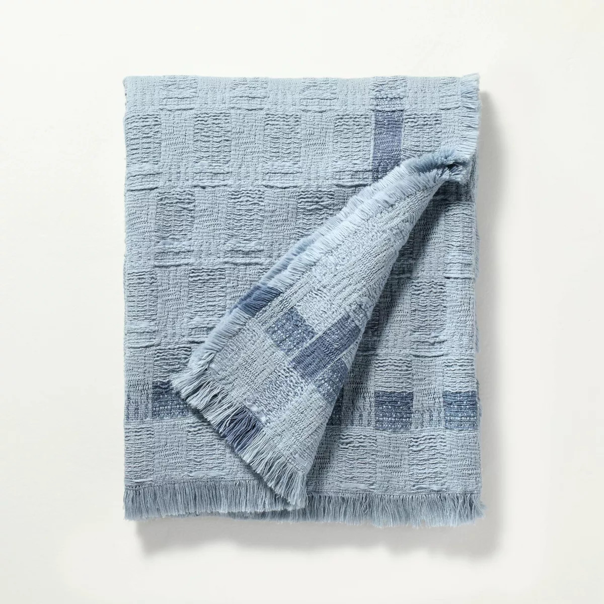 Soft Woven Throw Blanket with Textured Border Blue - Hearth & Hand™ with Magnolia | Target