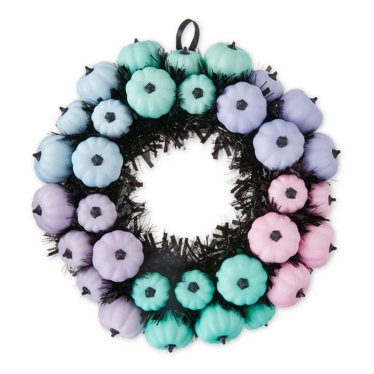 Halloween Foam Pastel Pumpkin Wreath Indoor Decoration, 17 in, by Way To Celebrate | Walmart (US)