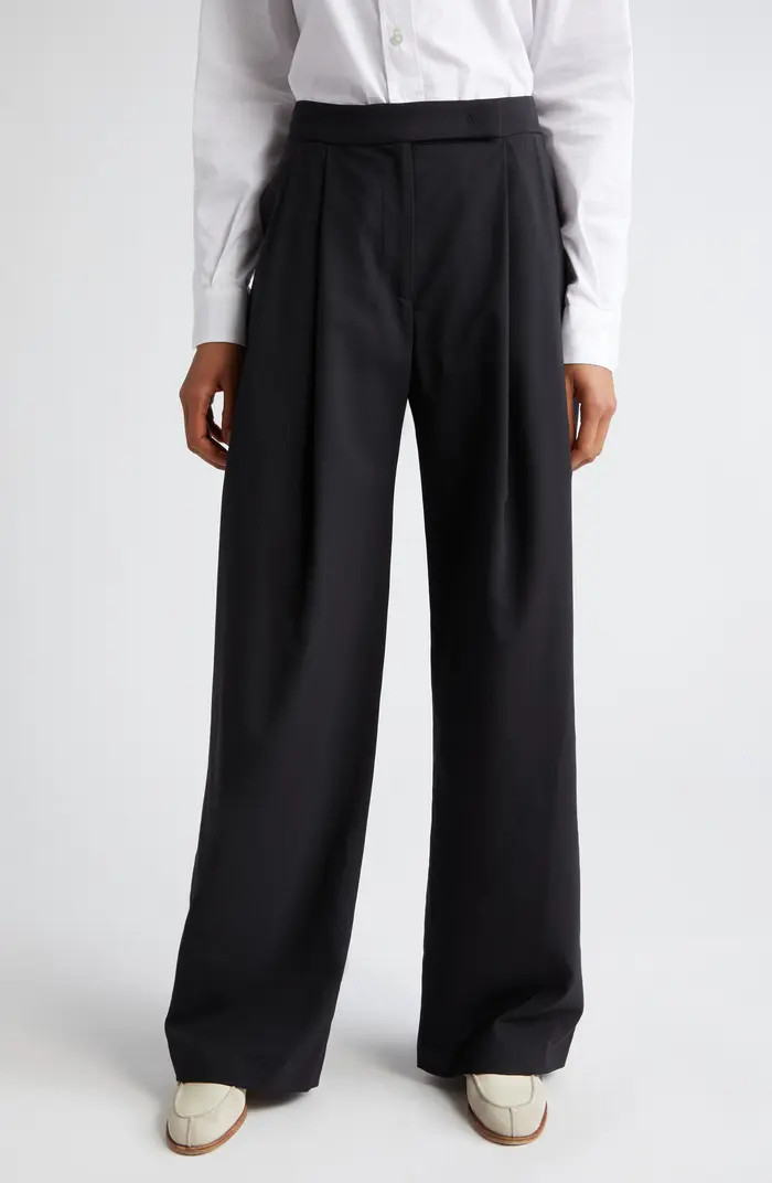 Eleventy Pleated Virgin Wool Blend Wide Leg Trousers | Nordstrom | Nordstrom
