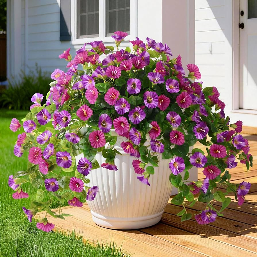 Artificial Fake Flowers Plants UV Resistant, Faux Petunias Silk Flowers for Outdoors No Fade, Fak... | Amazon (US)
