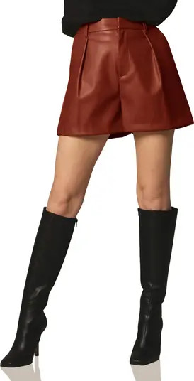 Pleated High Waist Faux Leather Shorts | Nordstrom