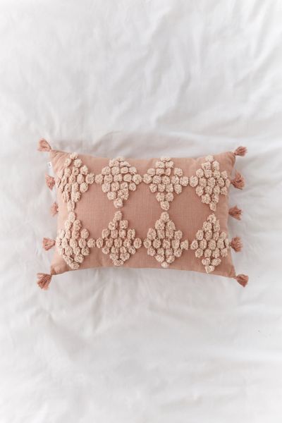 Tufted Geo Bolster Pillow - Pink 14X20 at Urban Outfitters | Urban Outfitters (US and RoW)
