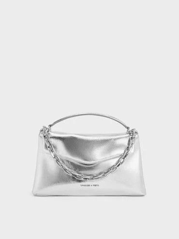 Silver Andromeda Metallic Chunky-Chain Top Handle Bag | CHARLES & KEITH UK | Charles & Keith UK